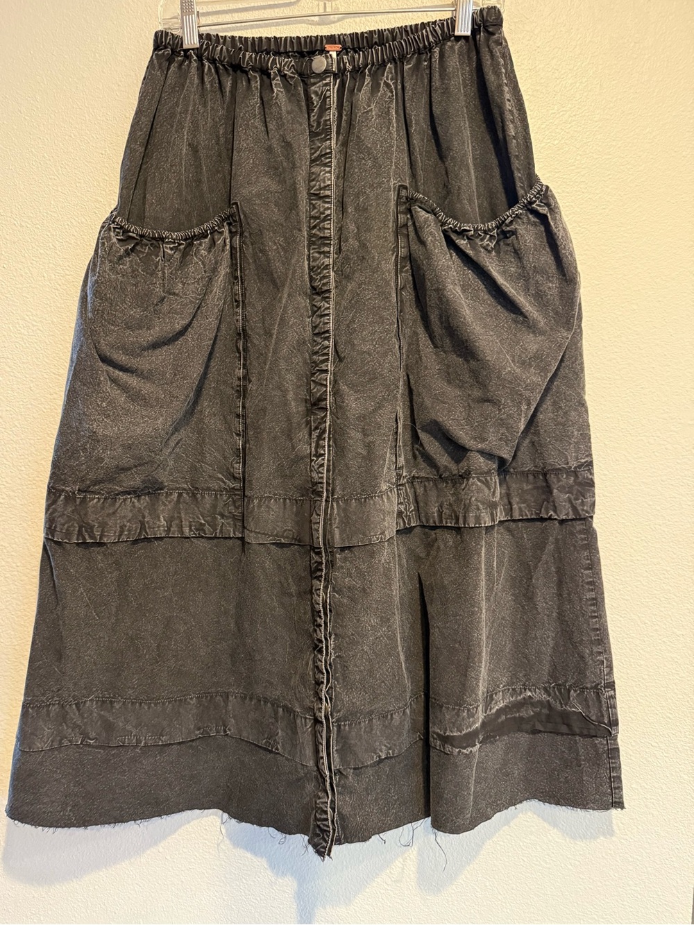 Free People Eloise Cotton Washed Black Maxi Skirt Cargo